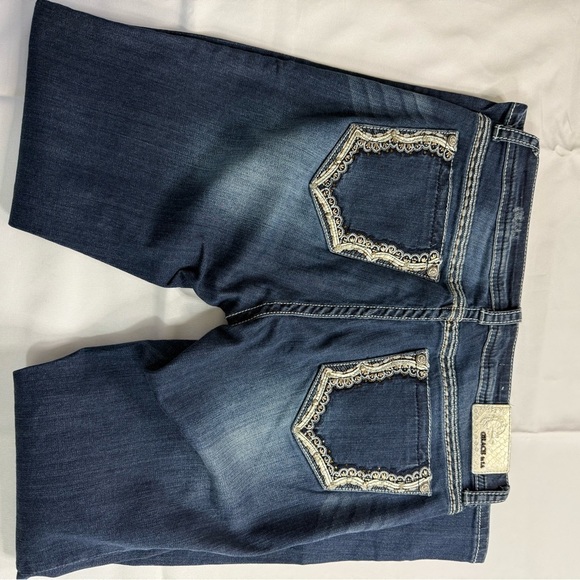 Grace in LA Blue Straight Leg Jeans with Chevron Embroidery - Picture 10 of 10